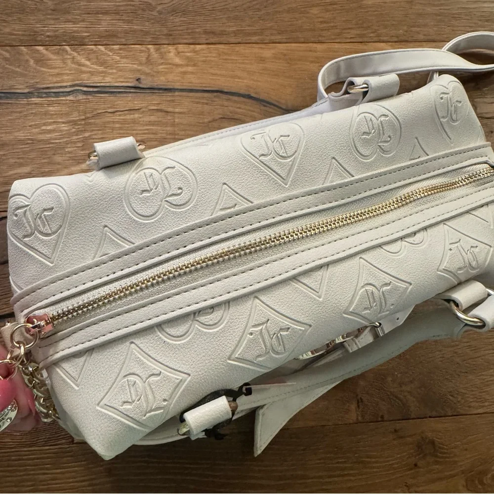 NWT Juicy Couture satchel with embossed pattern and hearts embellishment - Picture 8 of 9